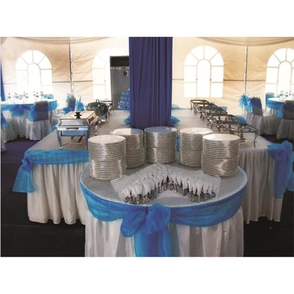 A Variety Of Buffet And Party Table Cover